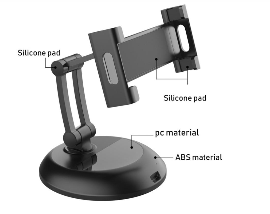 Support Téléphone Bureau Réglable Et Pliable - Universel IPhone Android - Base Lourde Antidérapante - Noir