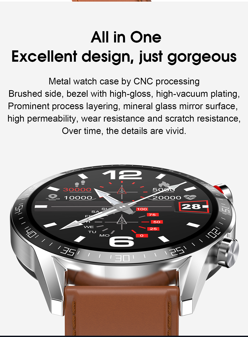 Streaming Montre Jamais ça à Personne Montre Connectée Homme pour Android iOS Tout Noir, IP68 Étanche Montre
