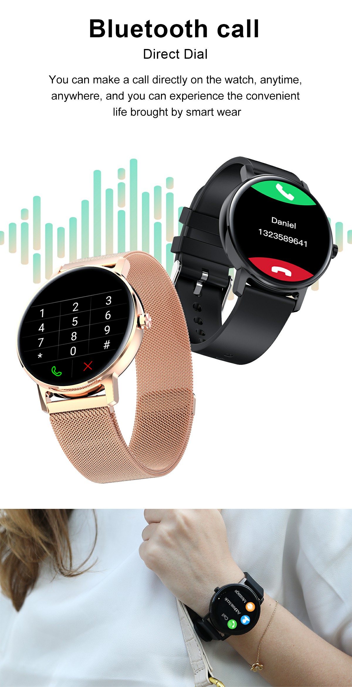 Montre Connectée BT Call G25 - Appels Bluetooth, étanche IP68, écran Couleur 44mm - Compatible IOS/Android - Neuf