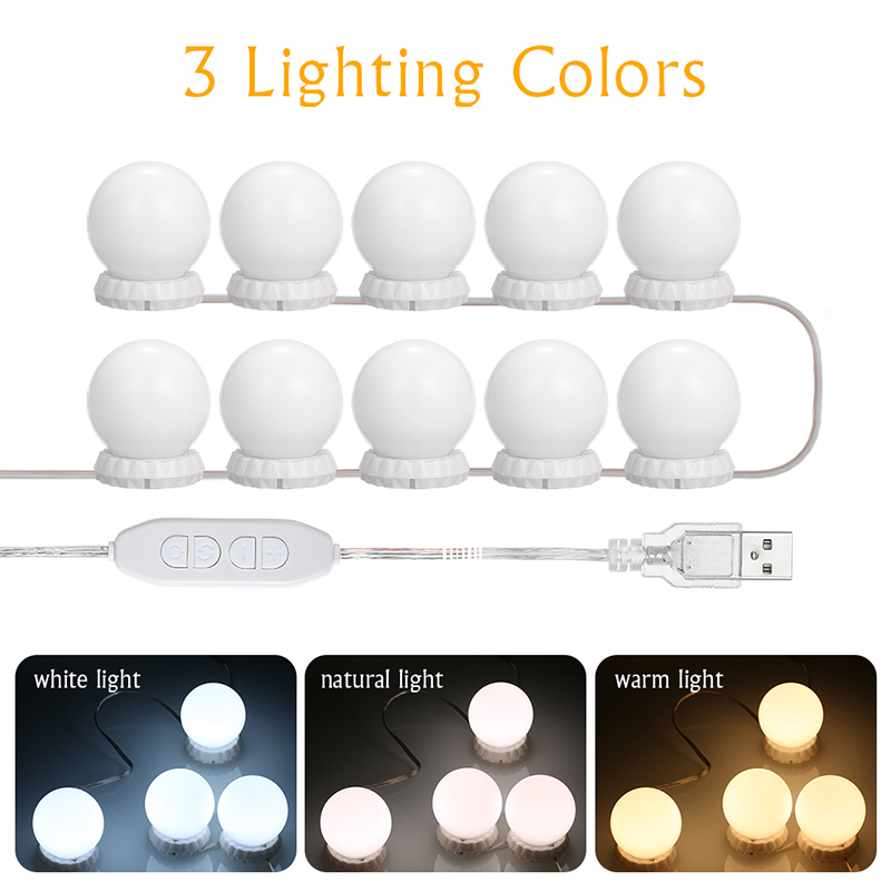 Kit Lumière LED Miroir Maquillage - 4 Ampoules à Piles Avec Ventsouses Pour Vanité Hollywoodienne