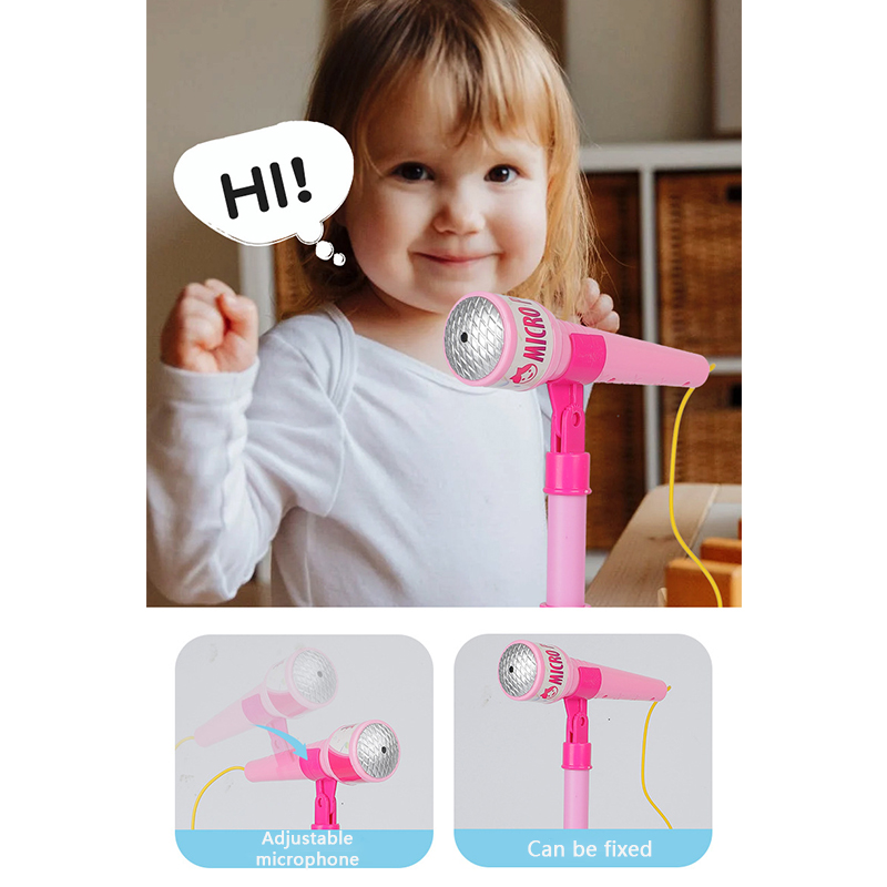Microphone Sur Pied Pour Enfant – PP Robuste, Couleurs Vives – Connectable En Bluetooth – Hauteur Réglable 80-110 Cm – Karaoké Fun
